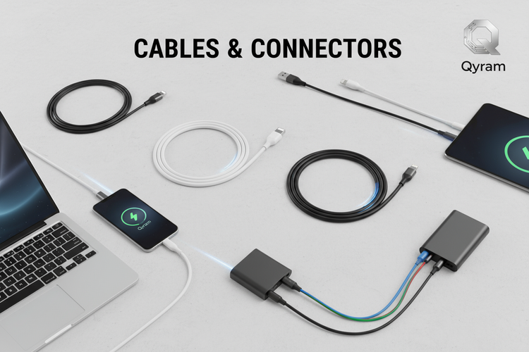 USB-C Cable Coiled on White Background