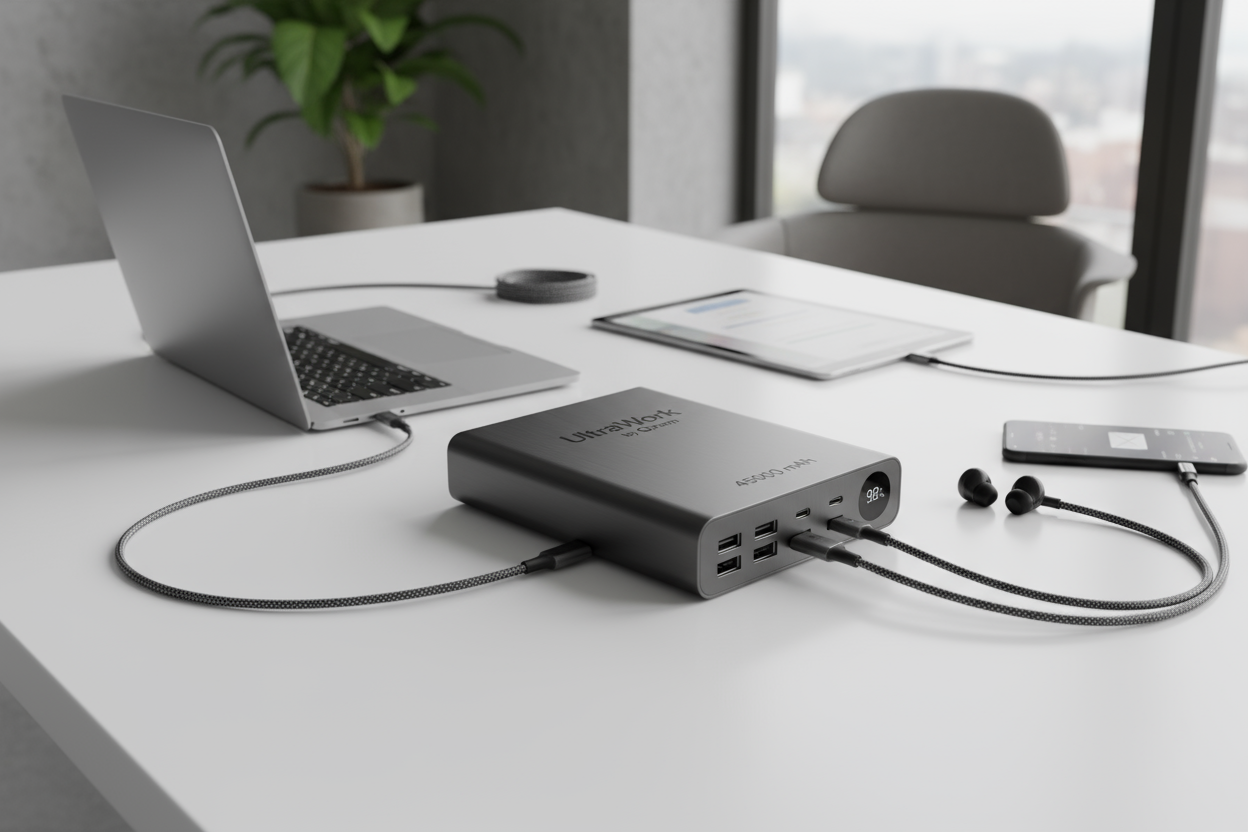 Unleash uninterrupted work, travel or creative flow with the UltraWork by Qyram. With a massive 45,000 mAh capacity, this isn’t your average charger—it’s a laptop-ready powerhouse.

Charge your laptop, tablet, smartphone and more — all from one robust battery pack.

Built for high-capacity performance: the “Laptop Power Bank” collection ensures devices like MacBooks, Dell XPS, Ultrabooks get the juice you need. 
Qyram

Sleek, premium build by Qyram — designed for modern professionals who demand reliabili